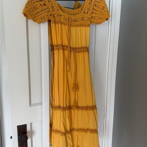 Cleobella Mustard Crochet Midi Dress